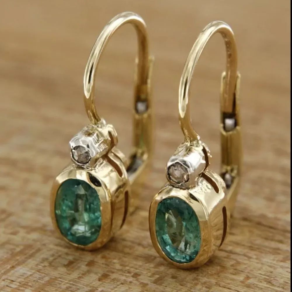 Gemstone hoop earrings #2406